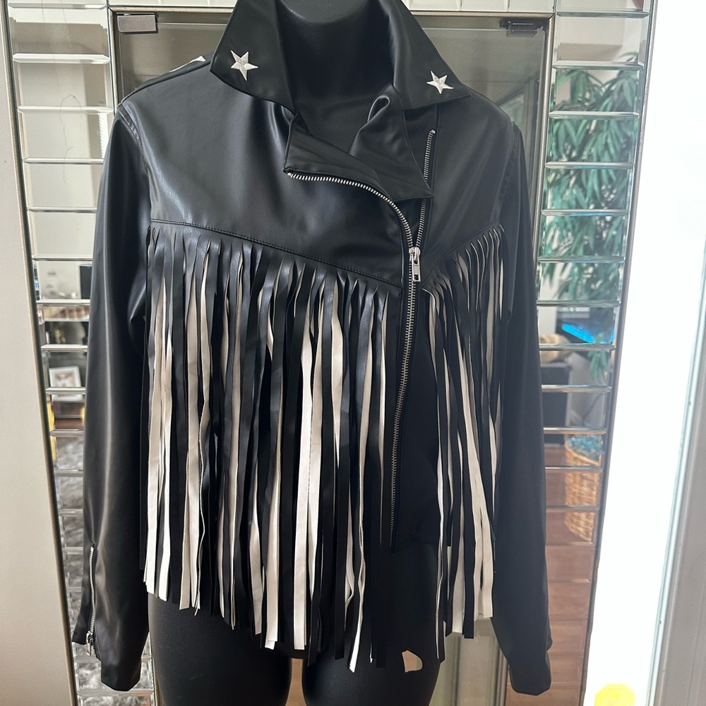 Black and White Fringe Jacket